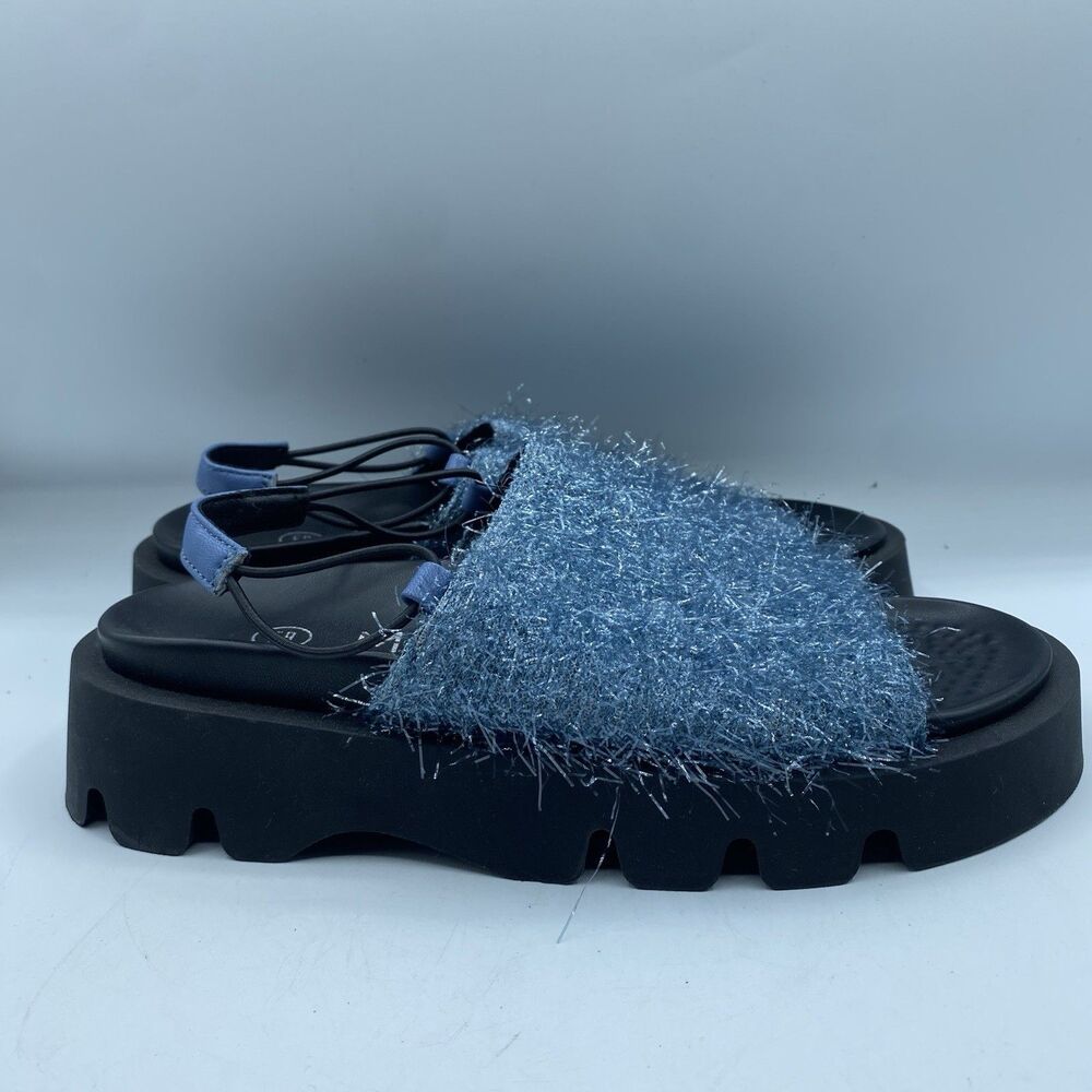 E8 Miista Noreen Blue Sandals Women 39 US 8.5 Platform Sparkly Tassels Boho NWOB - Picture 5 of 11